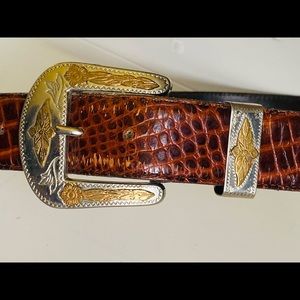 Vintage Sandy Duftler Brown Genuine Leather German silver buckle